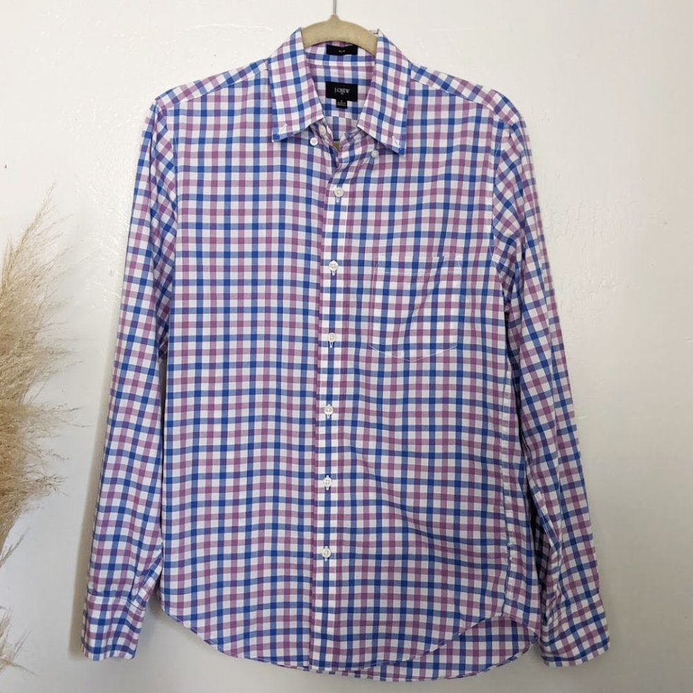 J Crew Men's Slim Fit Check Button Down Shirt